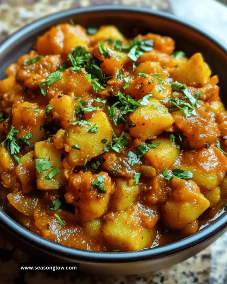 Slow cooker potato and cauliflower dish garnished with herbs in a bowl