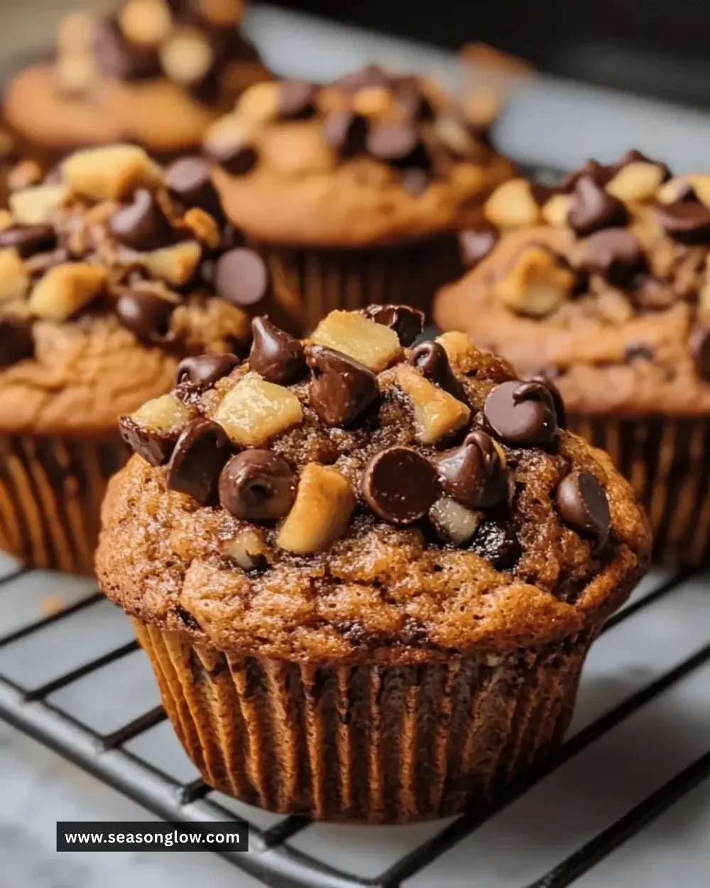 Easy banana chocolate chip muffins fresh out of the oven
