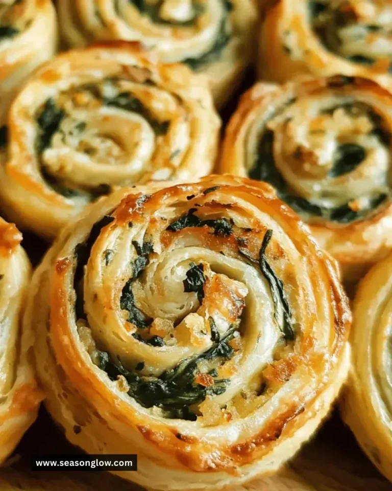 Delicious easy cheesy spinach pinwheels ready to serve as a party appetizer.