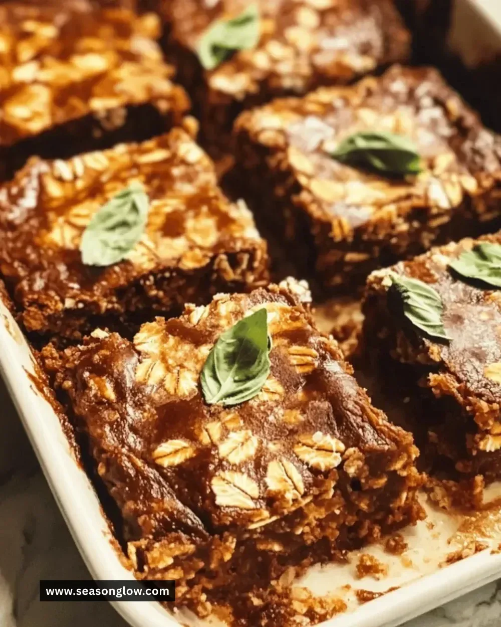 Easy no-bake chocolate oat bars on a wooden table