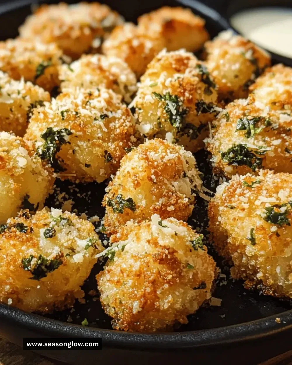 Crispy Garlic Parmesan Bites served on a platter