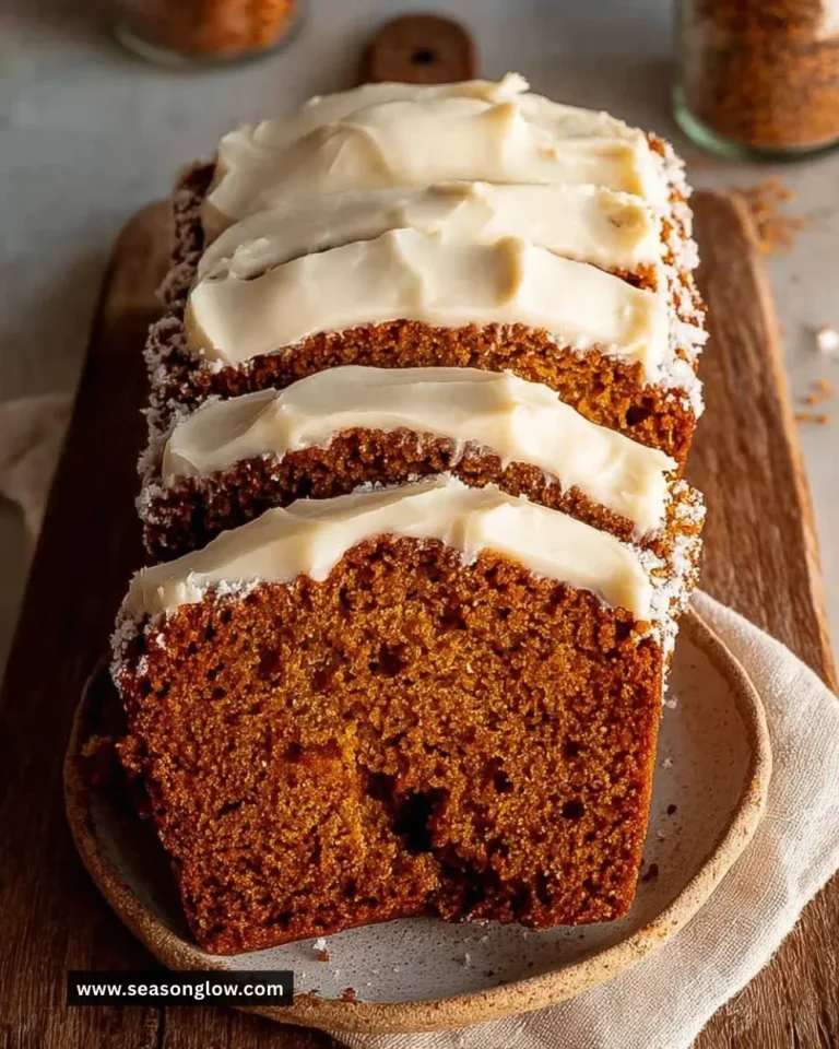 Delicious pumpkin bread with cream cheese frosting, ideal for fall desserts