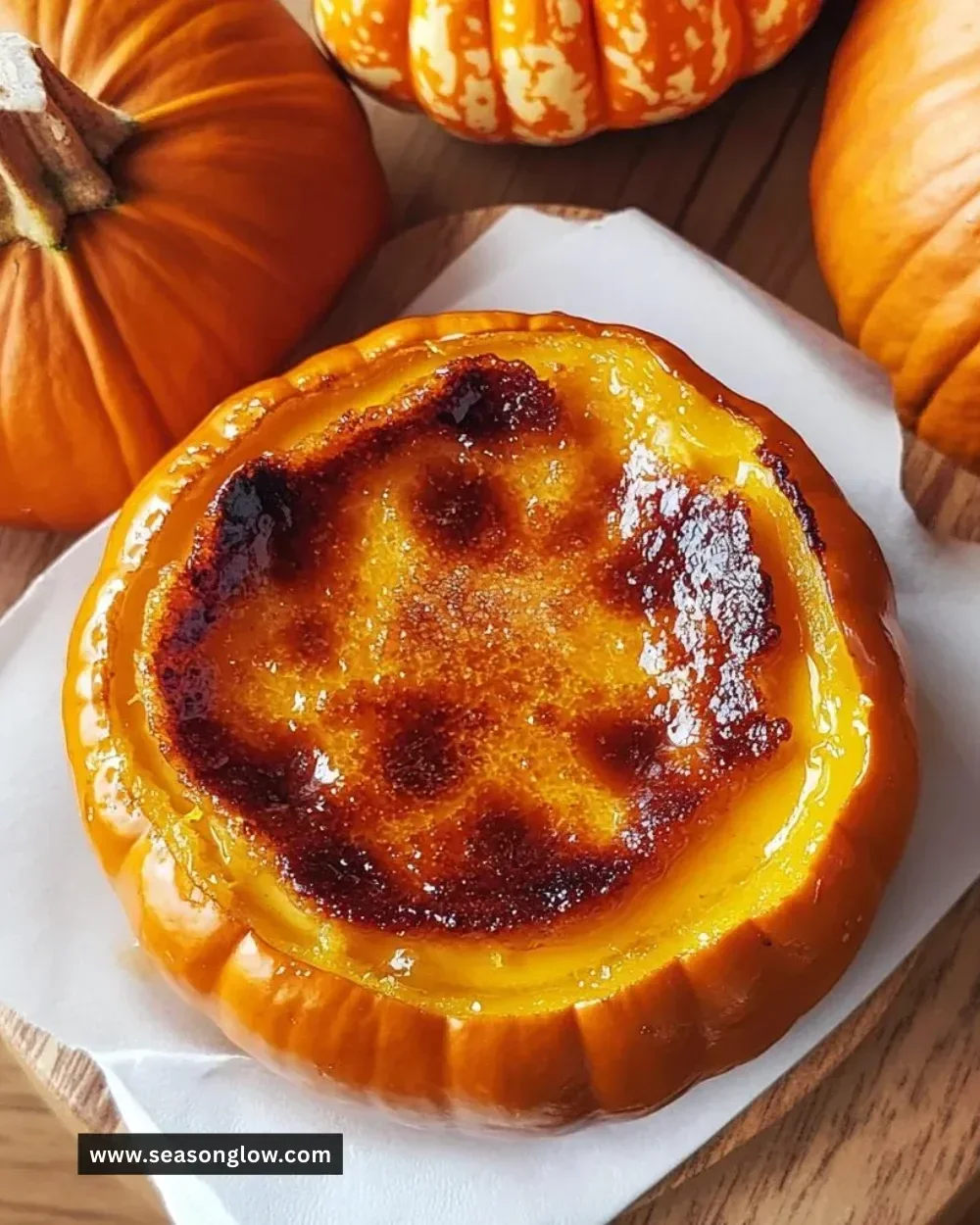 Delicious Pumpkin Crème Brûlée dessert with a caramelized sugar crust