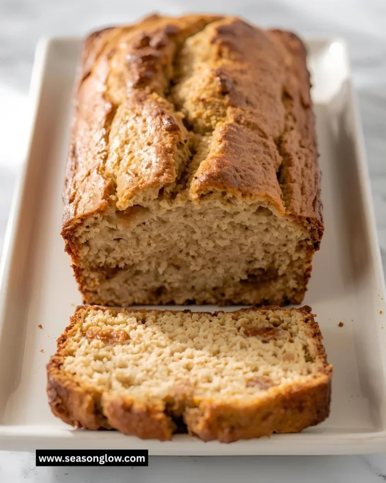 Freshly baked apple bread with chunks of apple and a golden crust