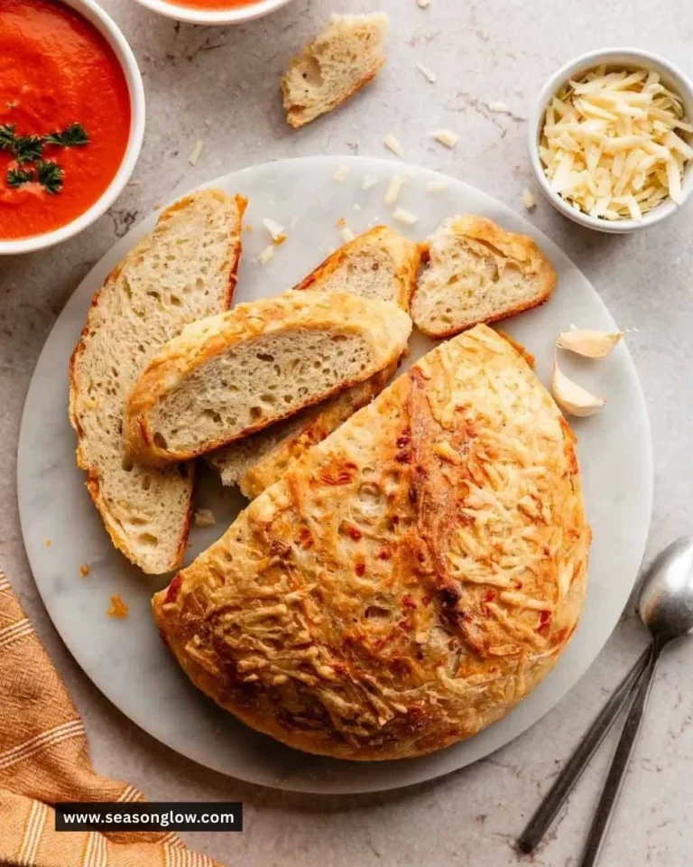 Asiago-Crusted Skillet Bread with a golden cheese topping