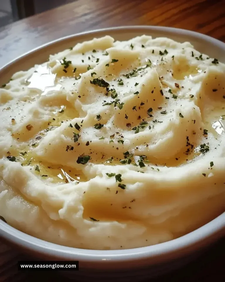 Delicious creamy garlic mashed potatoes served in a bowl.