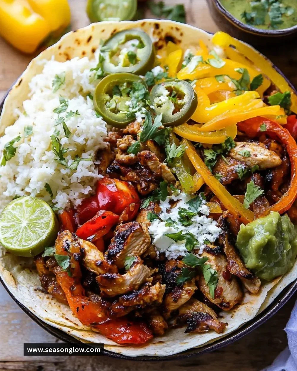 Delicious Chicken Fajita Tortilla Bowls with fresh toppings and vibrant colors