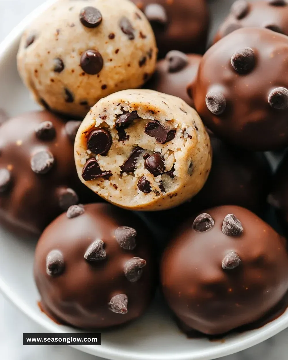 Chocolate Chip Cookie Dough Protein Balls recipe for healthy snacking