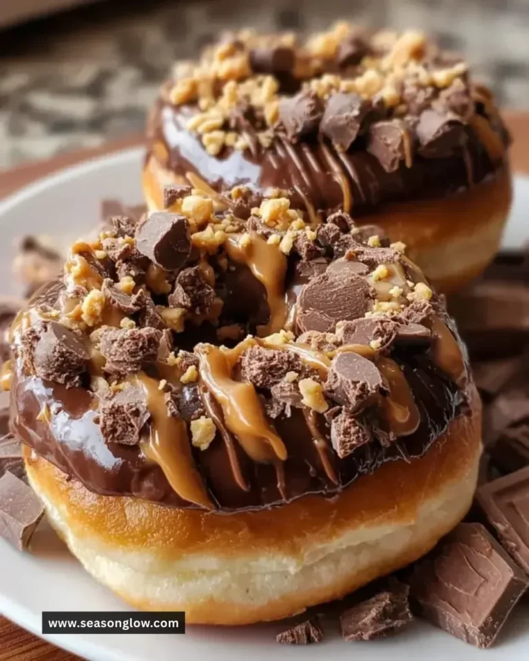 Delicious chocolate peanut butter cup stuffed donuts on a plate