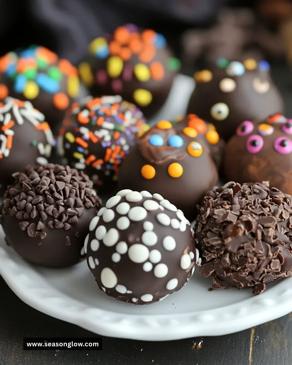 Delicious double chocolate brownie truffles displayed on a plate