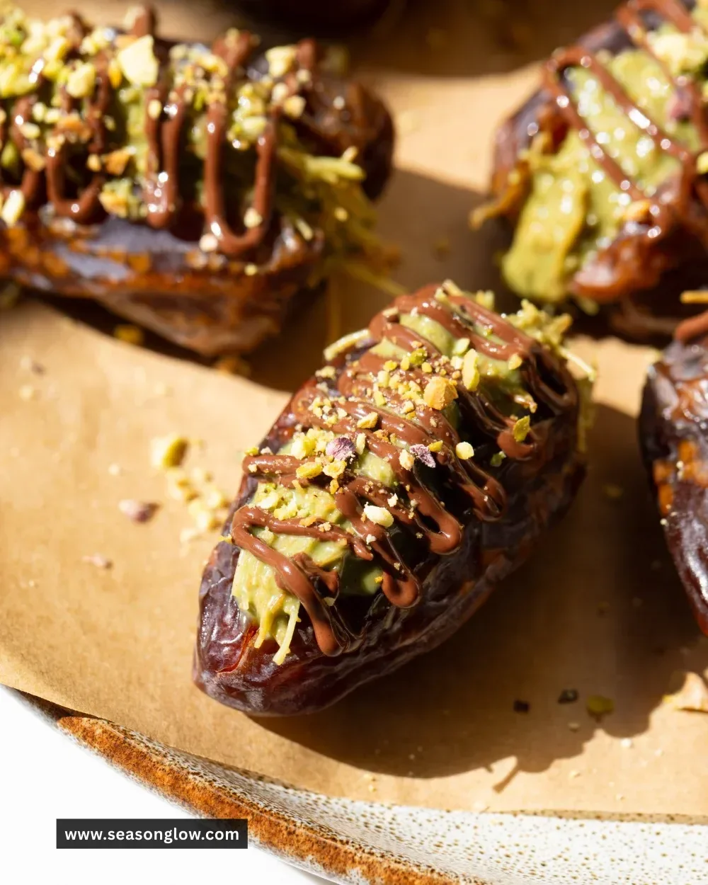 Delicious Dubai chocolate stuffed dates filled with rich chocolate