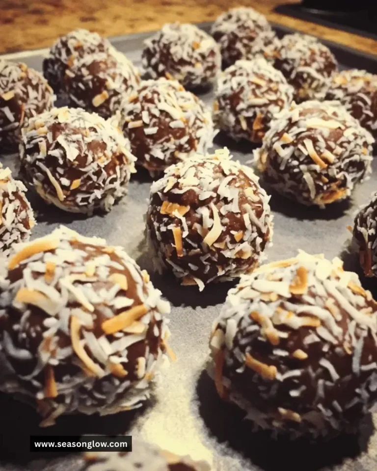 Delicious easy chocolate coconut truffle balls on a plate
