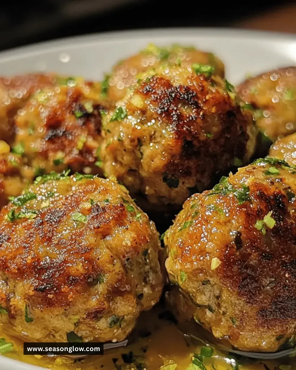 Delicious homemade roasted turkey meatballs served on a plate