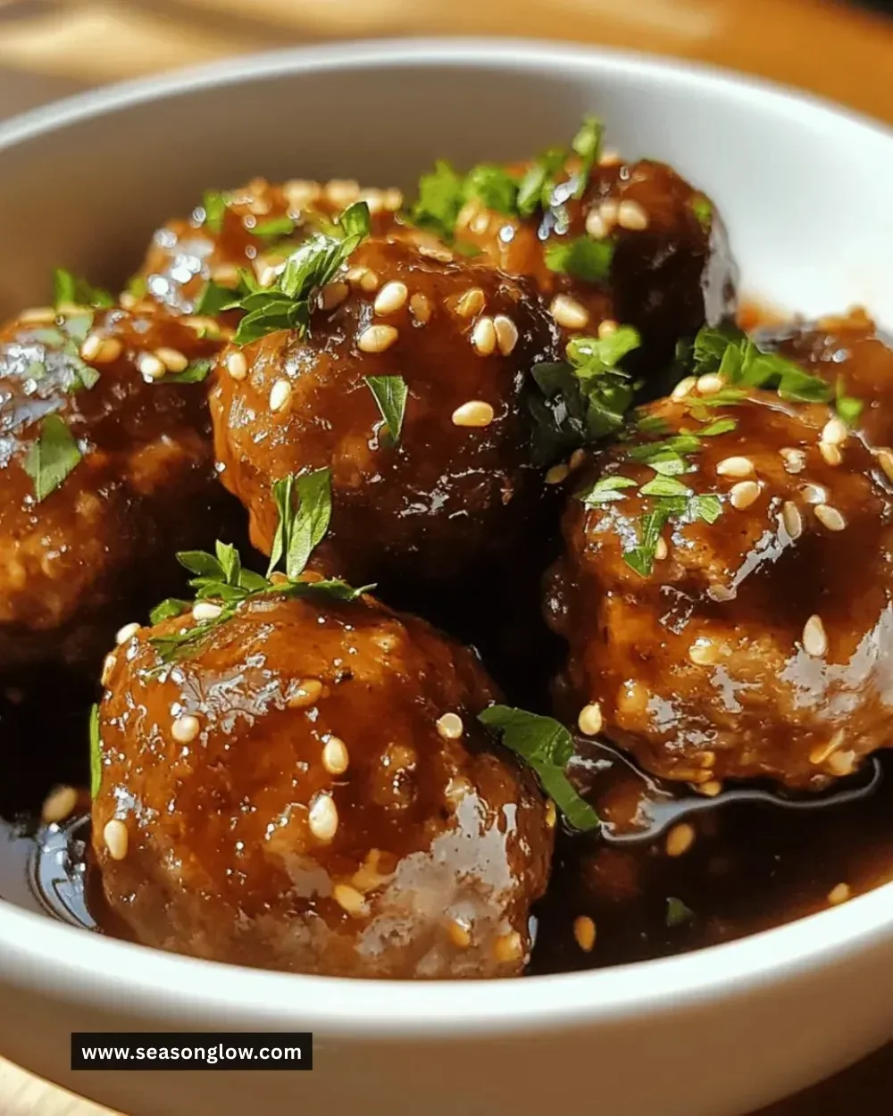 Delicious easy slow cooker honey garlic meatballs ready to serve