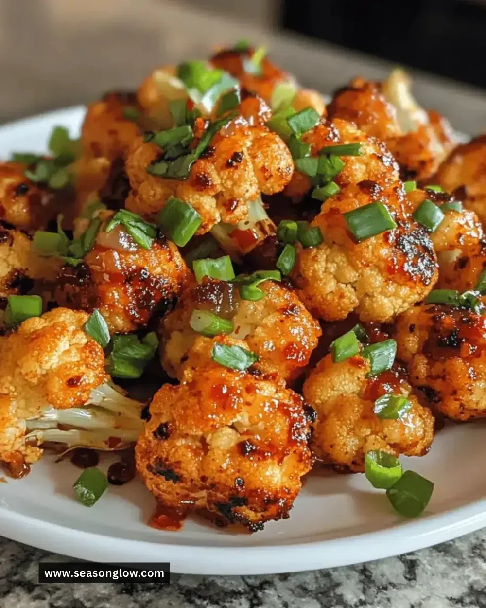 Easy sweet chili cauliflower poppers served in a bowl