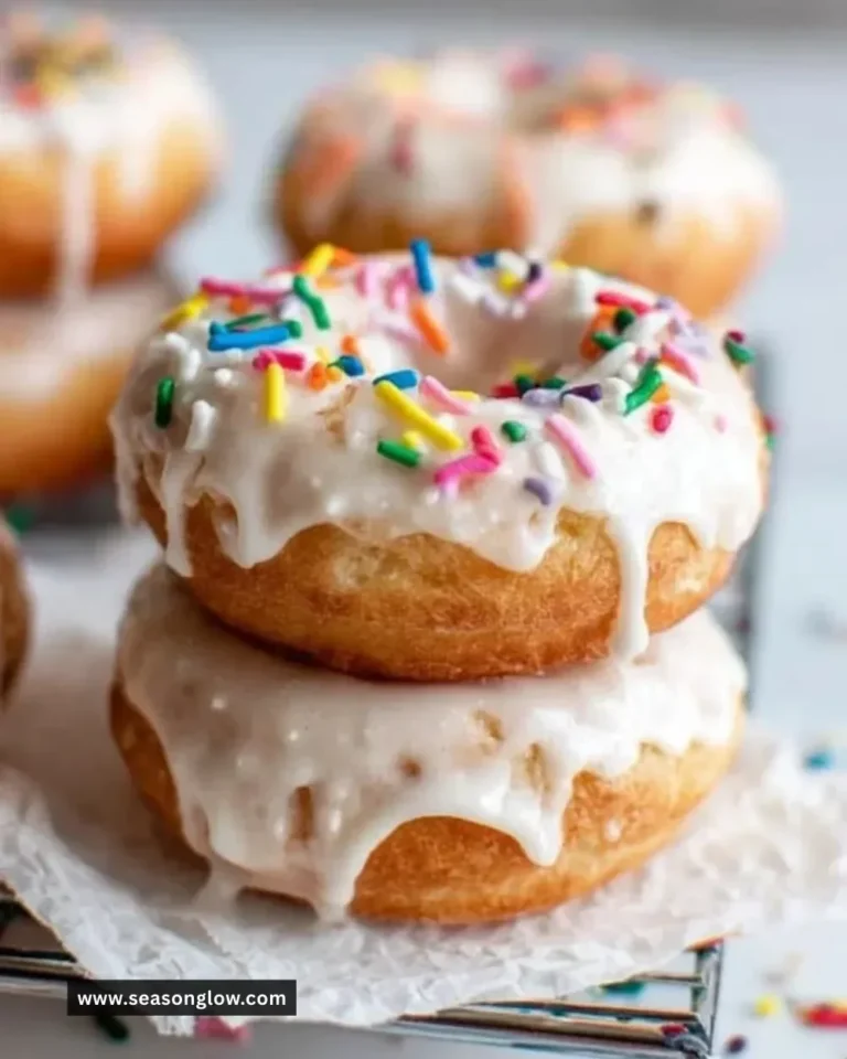 Plate of easy homemade vegan donuts decorated with sprinkles.