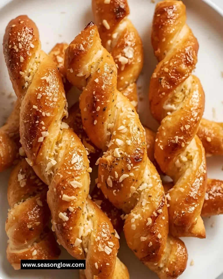 Garlic Parmesan Bread Twists fresh out of the oven, garnished with herbs.