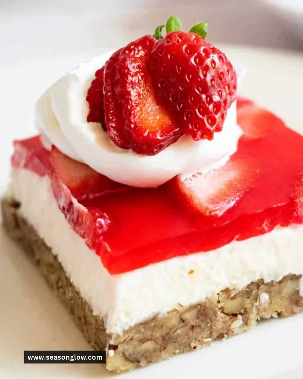 Gluten Free Strawberry Pretzel Dessert with fresh strawberries and pretzel crust