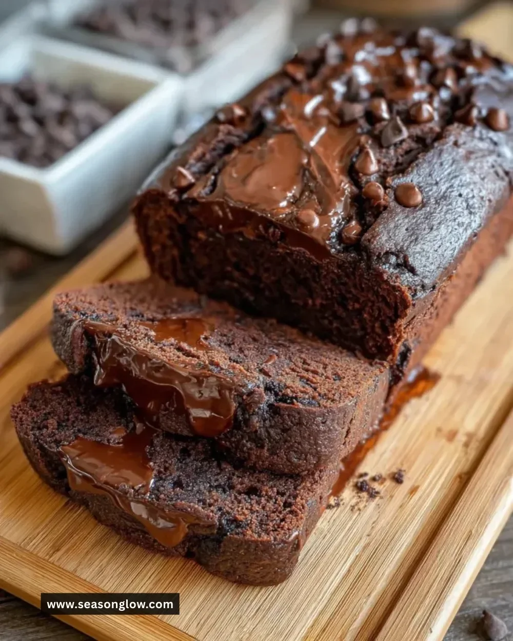 Delicious Hot Fudge Brownie Bread with a gooey fudge topping