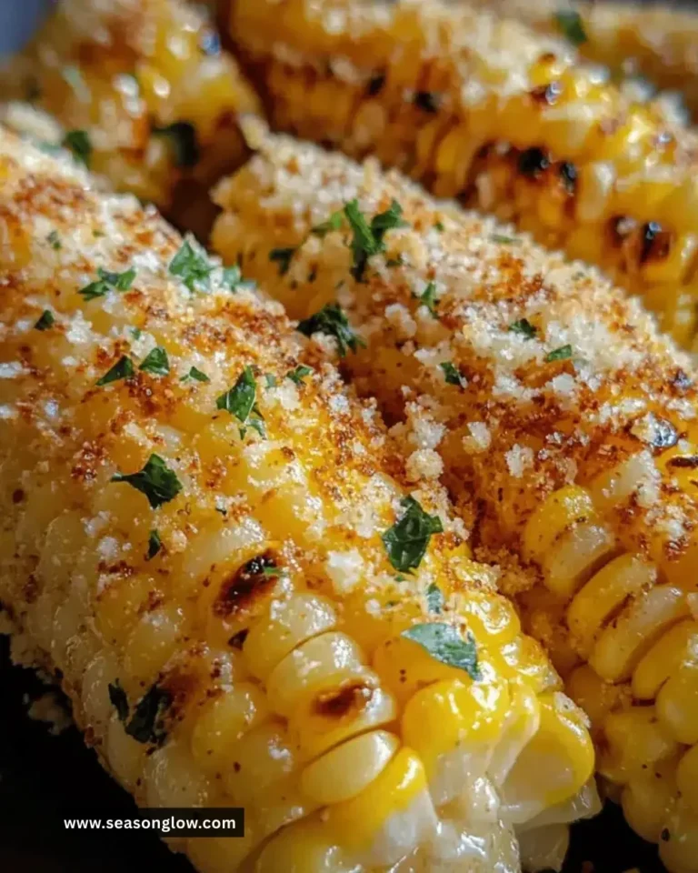 Irresistible roasted garlic parmesan corn dish garnished and ready to serve