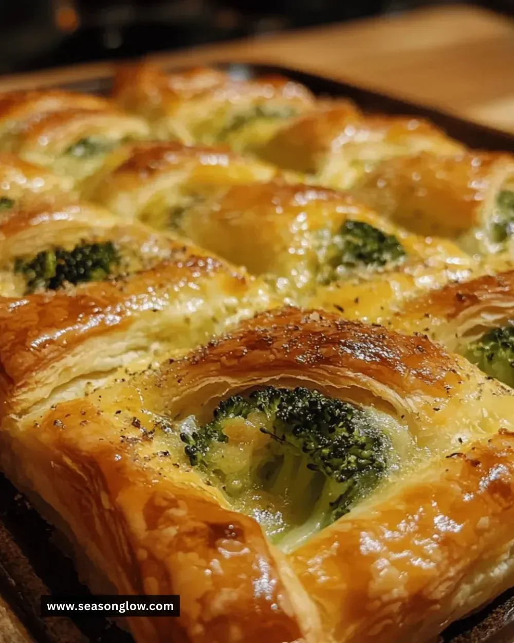 Delicious cheesy broccoli puff pastry baked to perfection