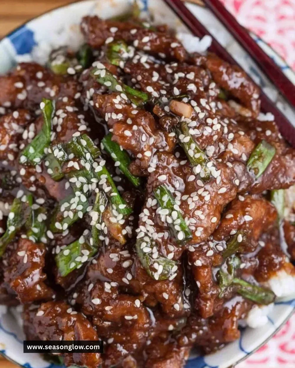 Plate of Mongolian Beef with vegetables and rice