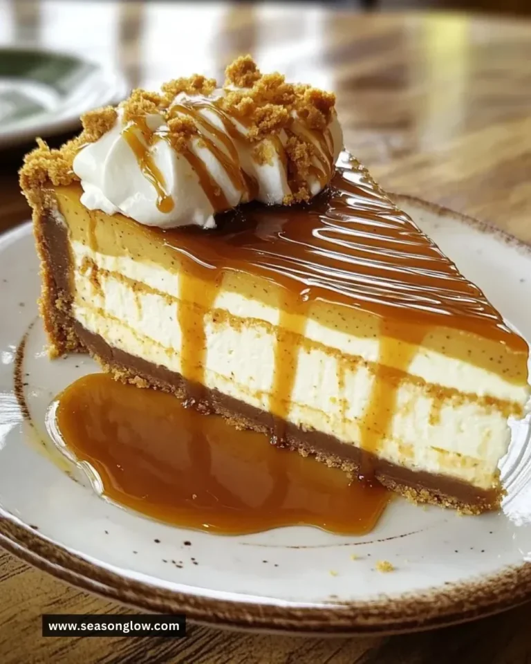 A slice of Olive Garden pumpkin cheesecake garnished with whipped cream.