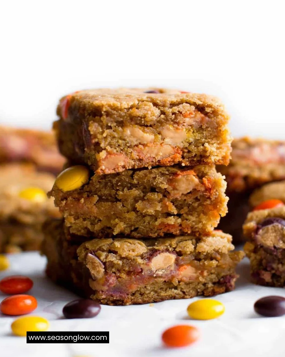 Decadent Peanut Butter Blondies fresh out of the oven