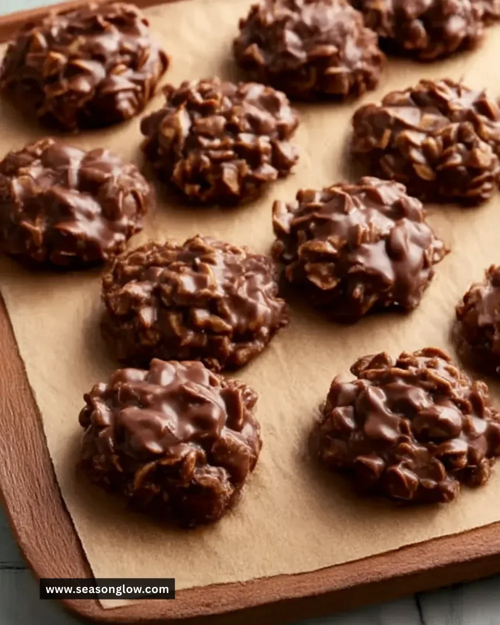 Peanut Butter-Chocolate No-Bake Cookies on a plate
