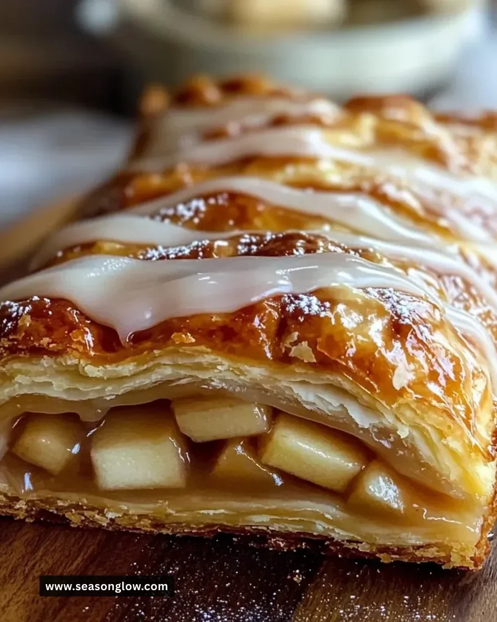 Wisconsin Apple Kringle with apples and cinnamon filling