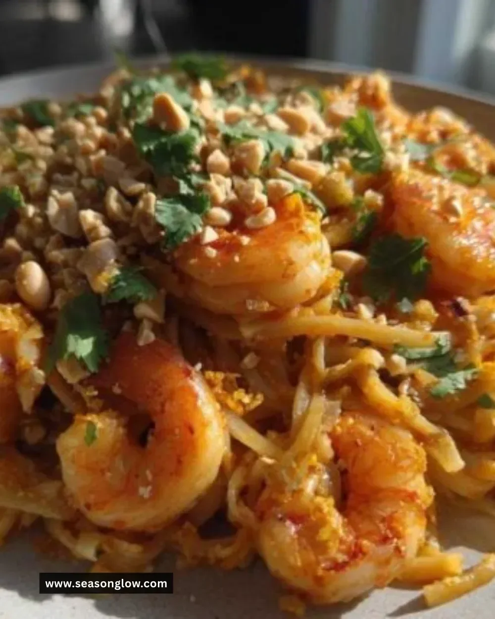 Quick 15-Minute Pad Thai dish with noodles, shrimp, and colorful vegetables.