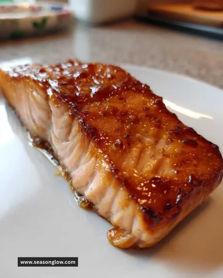 Delicious 20-Minute Maple Soy Salmon recipe garnished with herbs and served with vegetables.