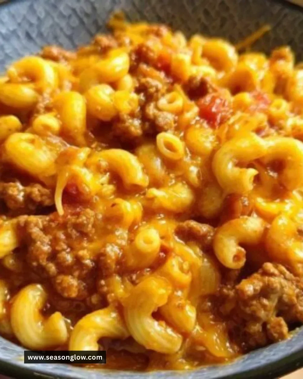 Delicious Instant Pot chili mac served in a bowl