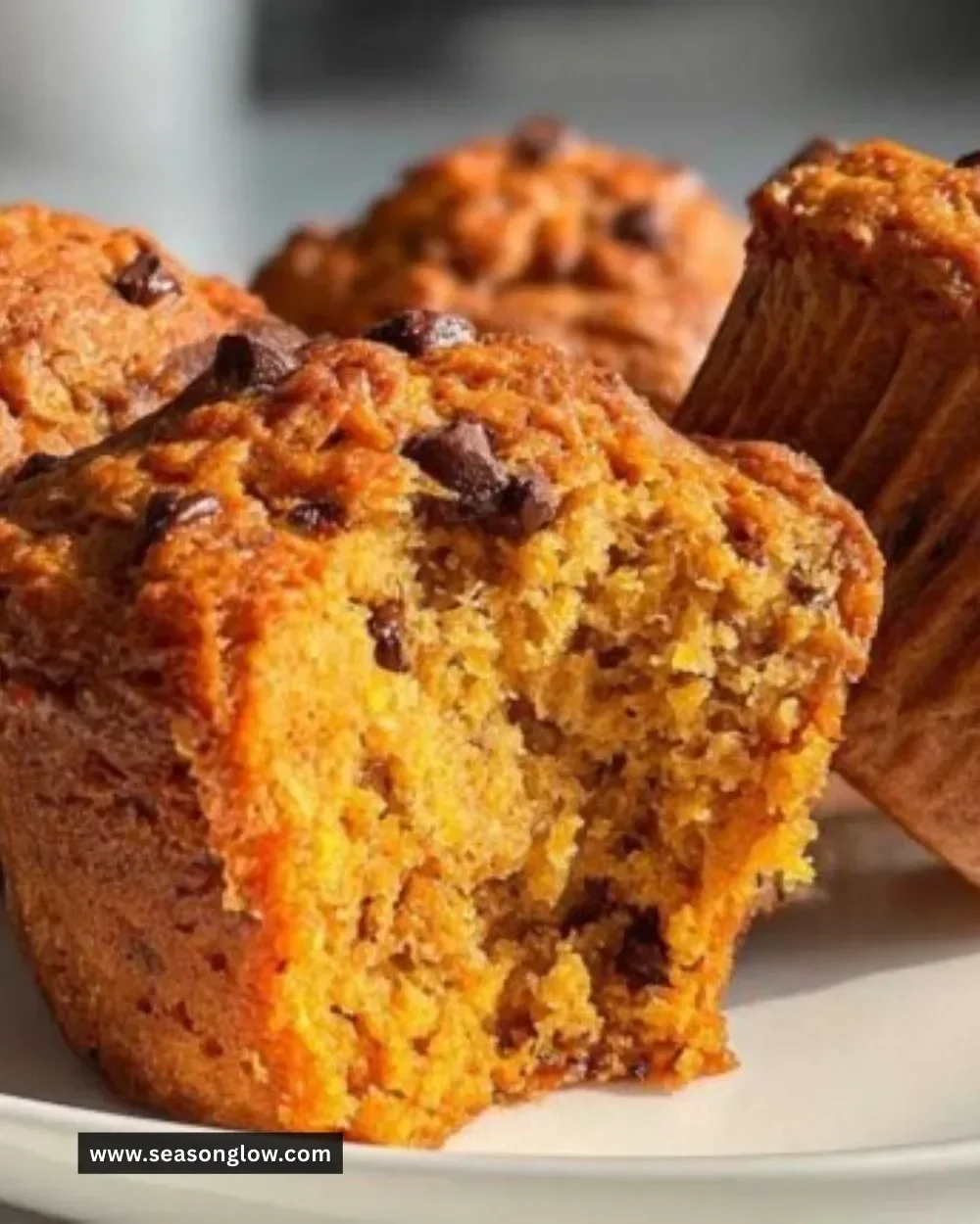 Delicious pumpkin chocolate chip muffins with a hint of fall flavor