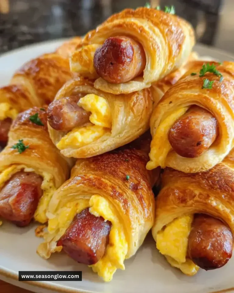 Delicious breakfast pigs in blanket served on a plate with dipping sauce