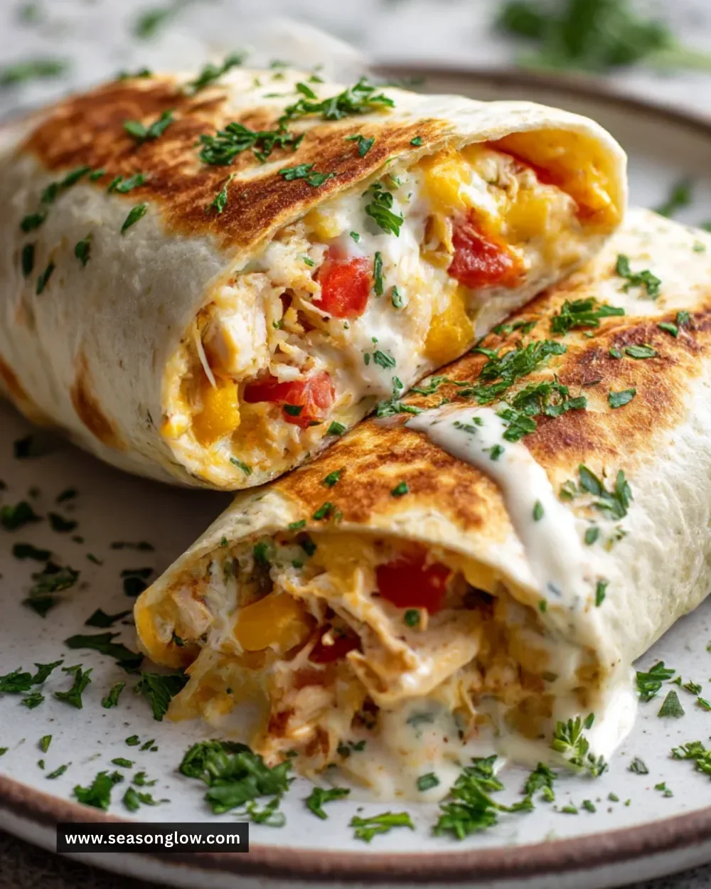 Delicious Chicken Bell Pepper Ranch Burritos ready to serve