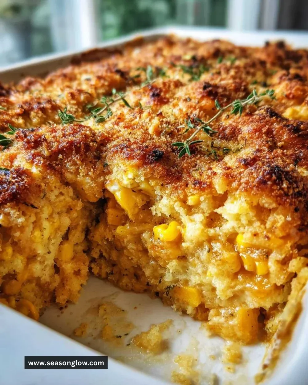Delicious corn and squash casserole ready to serve