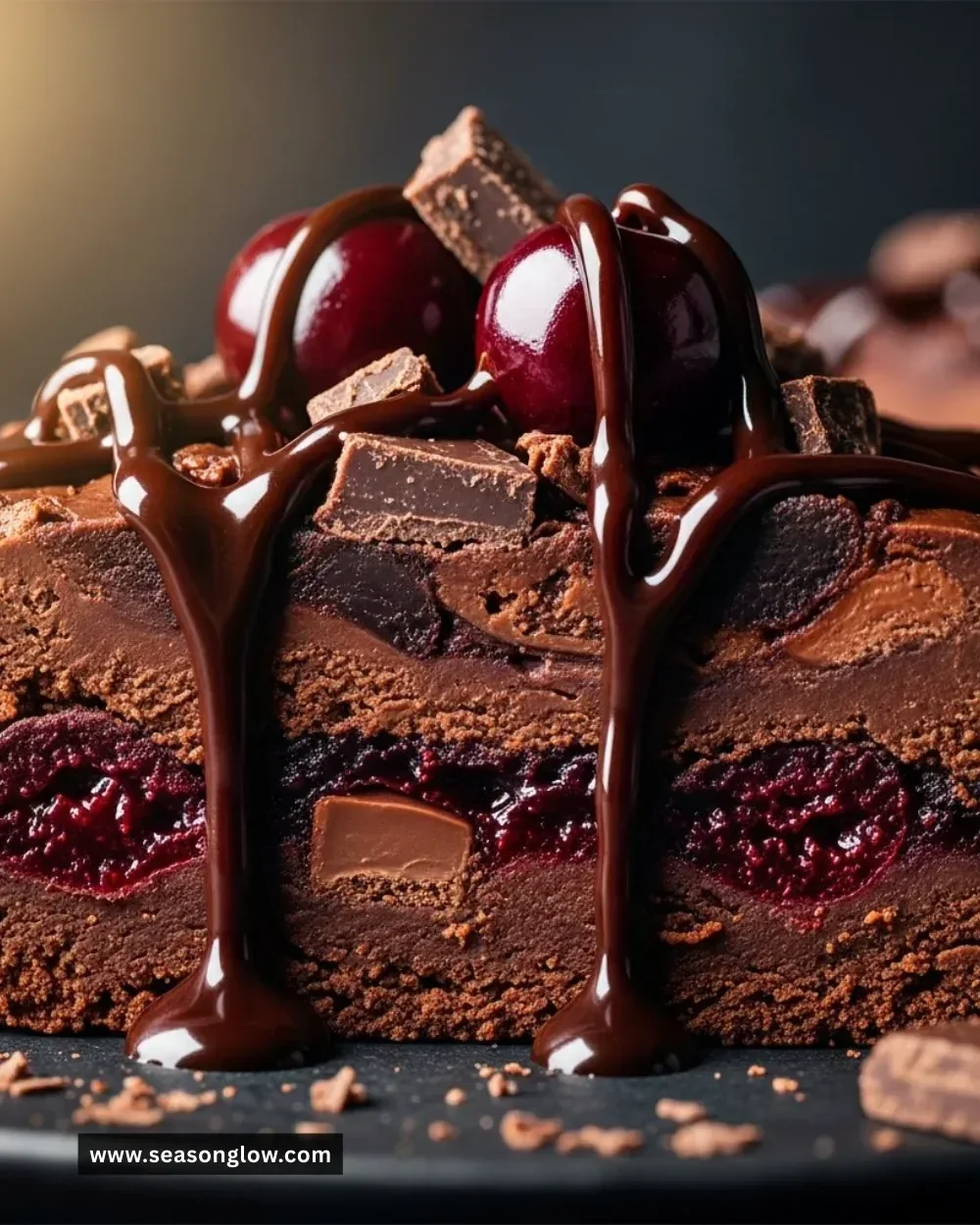 Dark Cherry Chocolate Fudge rich dessert with cherries and chocolate