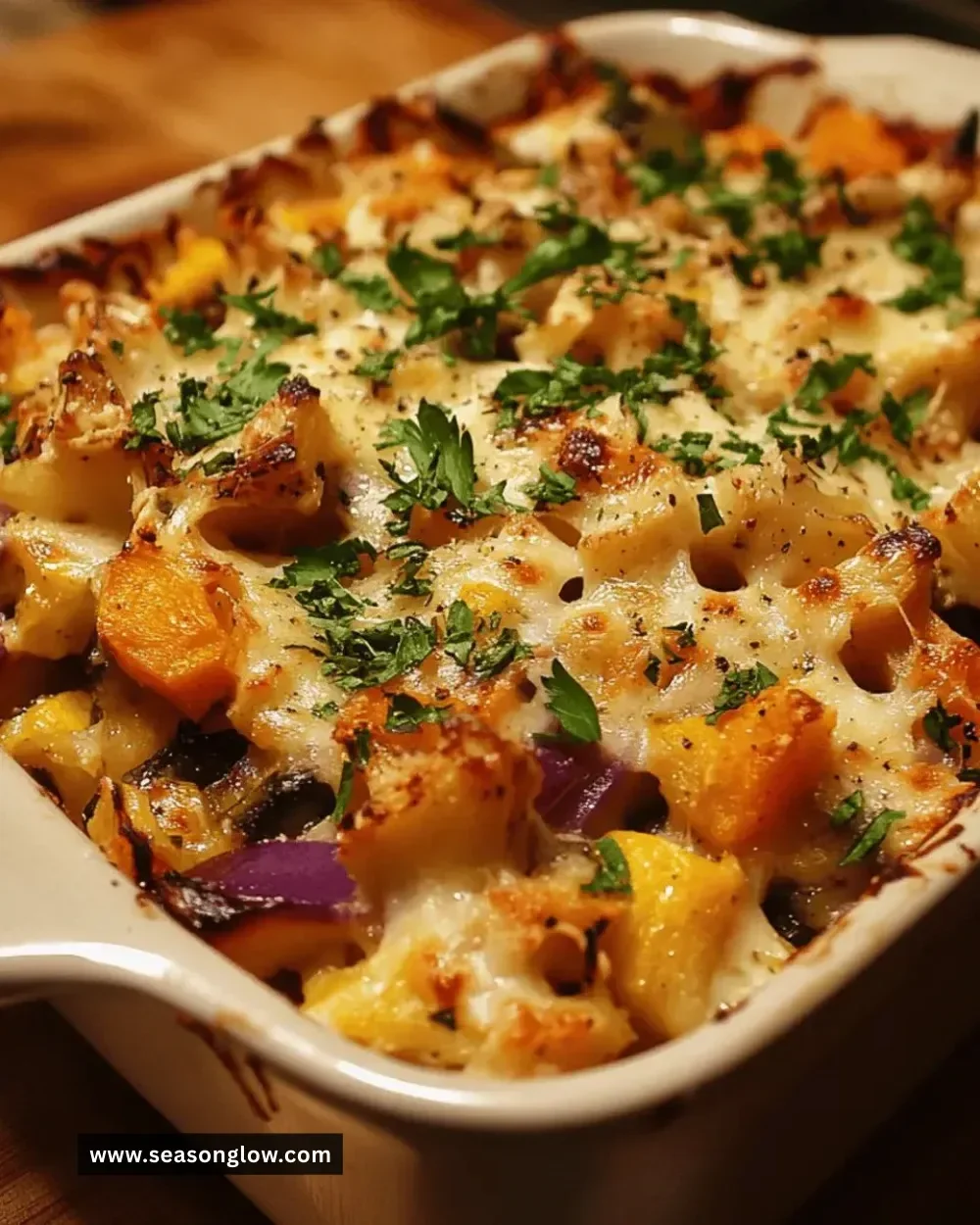 Delicious Easy Autumn Harvest Veggie Casserole with seasonal vegetables