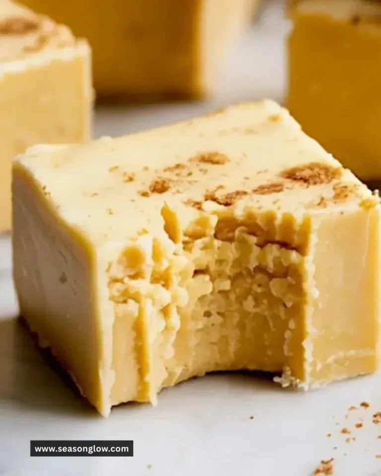 Delicious homemade easy Eggnog Fudge on a festive plate