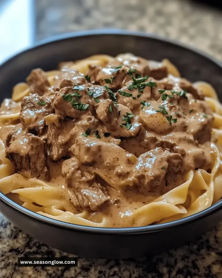 Delicious plate of Easy Instant Pot Beef Stroganoff served with noodles
