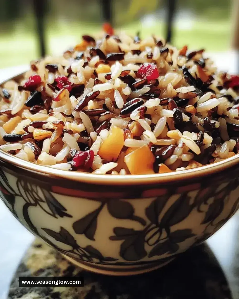 Delicious Thanksgiving wild rice cranberry pilaf served in a bowl