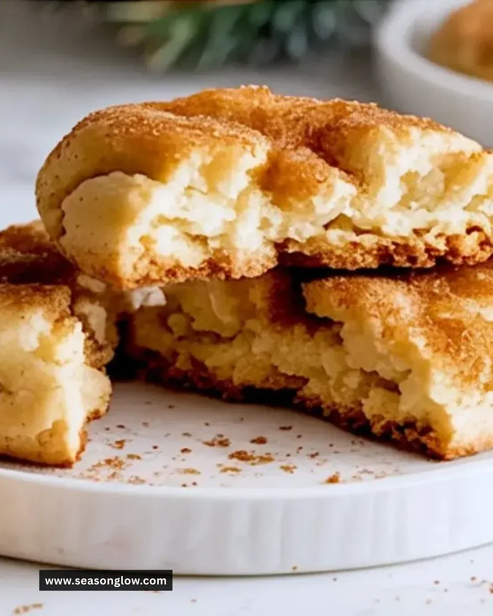 Delicious Eggnog Snickerdoodles cookies on a festive platter