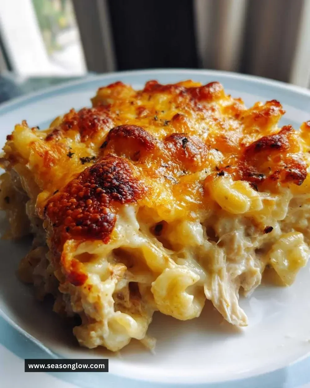 Extra Cheesy Tuna Noodle Casserole made with pasta, tuna, and cheese.