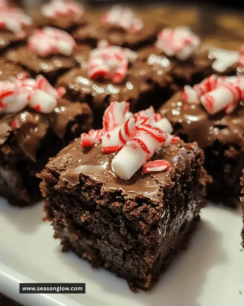 Delicious peppermint brownie bites topped with festive crushed peppermint.