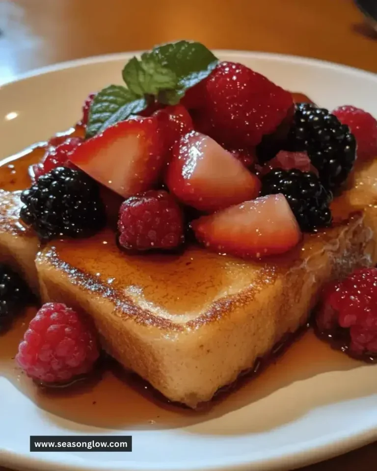 Delicious sweet berry French toast topped with fresh berries and syrup