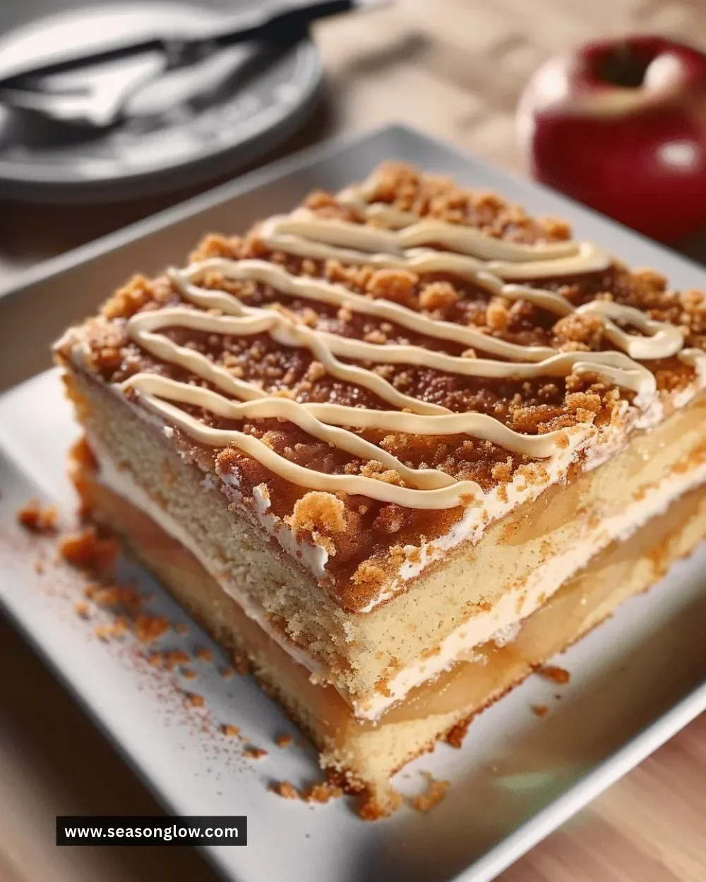 Delicious slice of Kentucky Apple Cake with fresh apples and spices