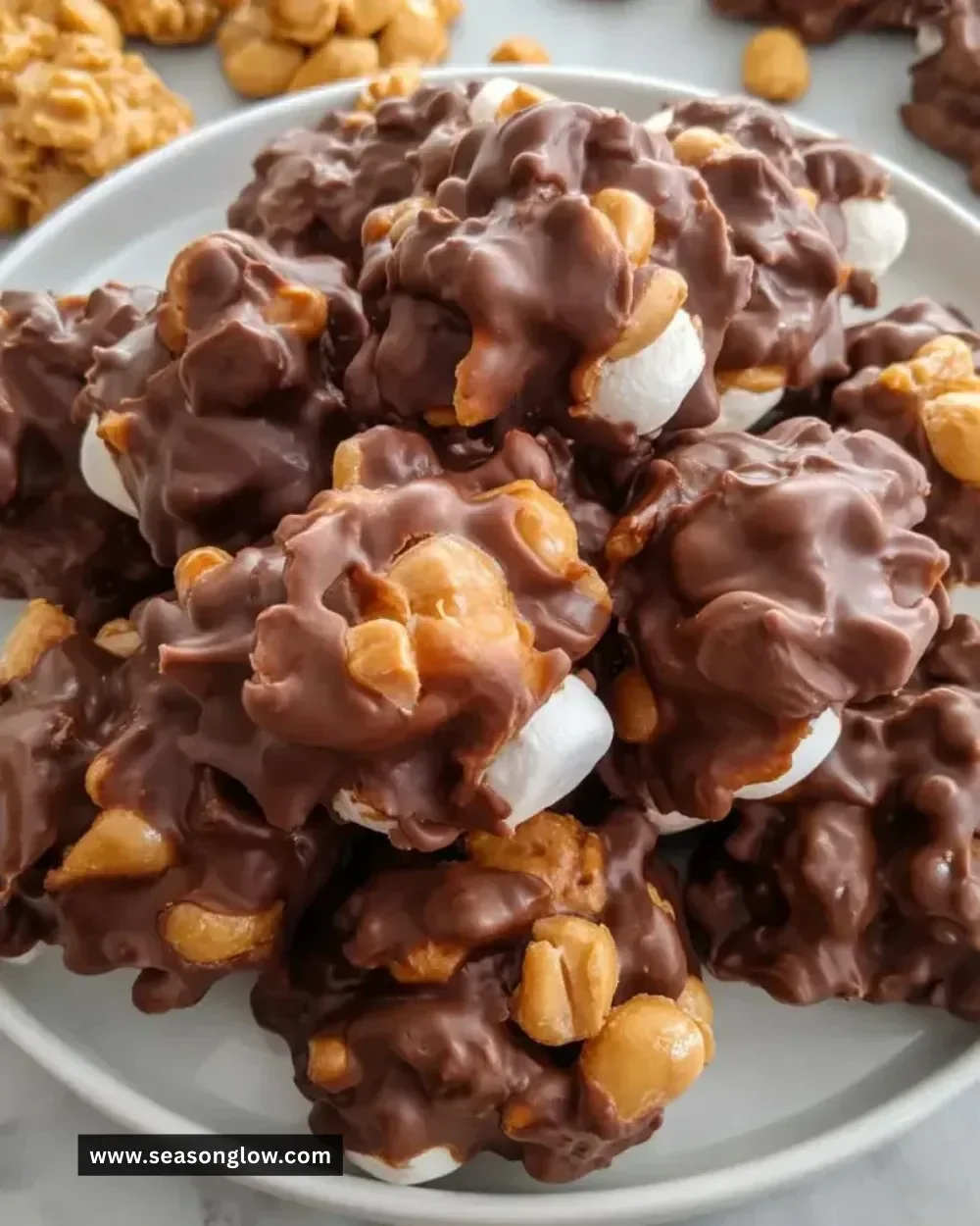 Homemade Peanut Marshmallow Clusters with nuts and marshmallows