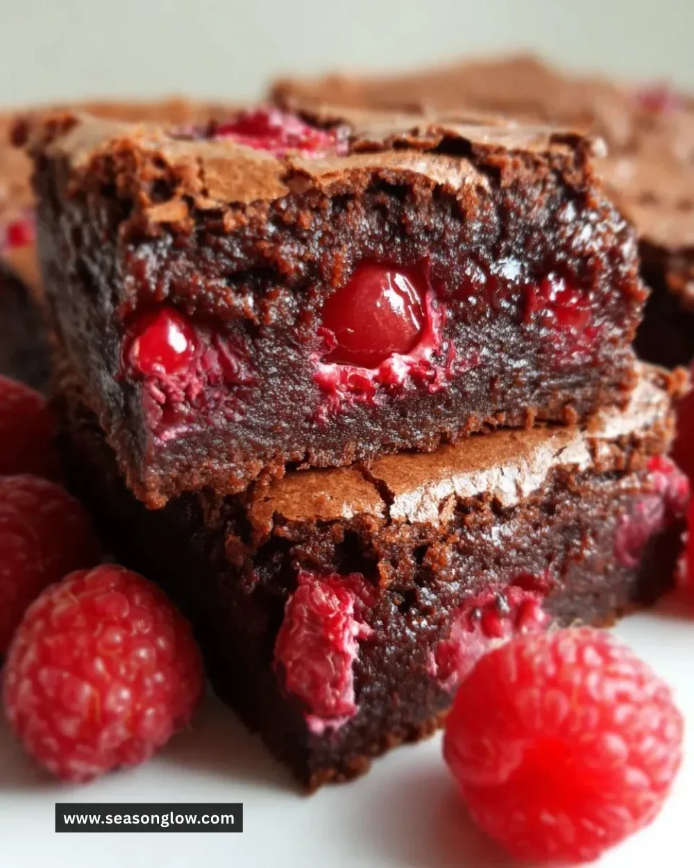 Delicious Raspberry Brownies with chocolate and fresh raspberries