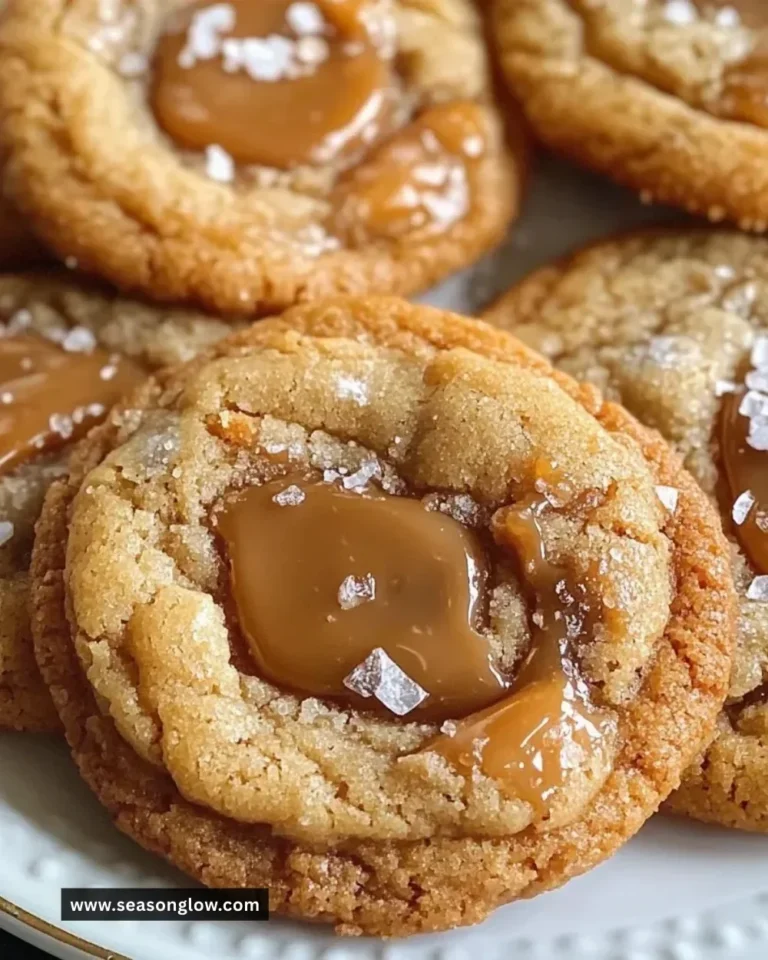 Freshly baked salted caramel cookies with a sweet and salty topping